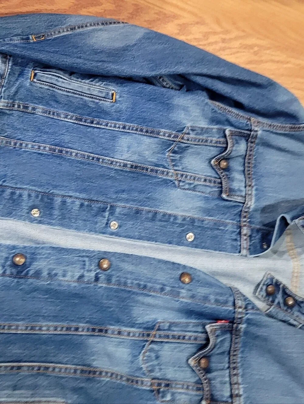 Levi's Light Blue Denim Shirt Jacket with Stand Collar - Picture 4 of 13